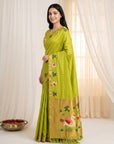 Mehendi Green Soft Paithani Silk Saree with Swan Concept Saree