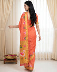 Peach Soft Paithani Silk Saree with Swan Concept Saree