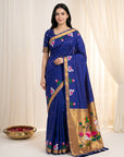 Violet Soft Paithani Silk Saree with Swan Concept Saree