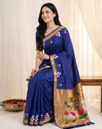 Violet Soft Paithani Silk Saree with Swan Concept Saree