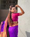 Purple Bandhani Weaves Silk Saree with Paithani Border & Pallu