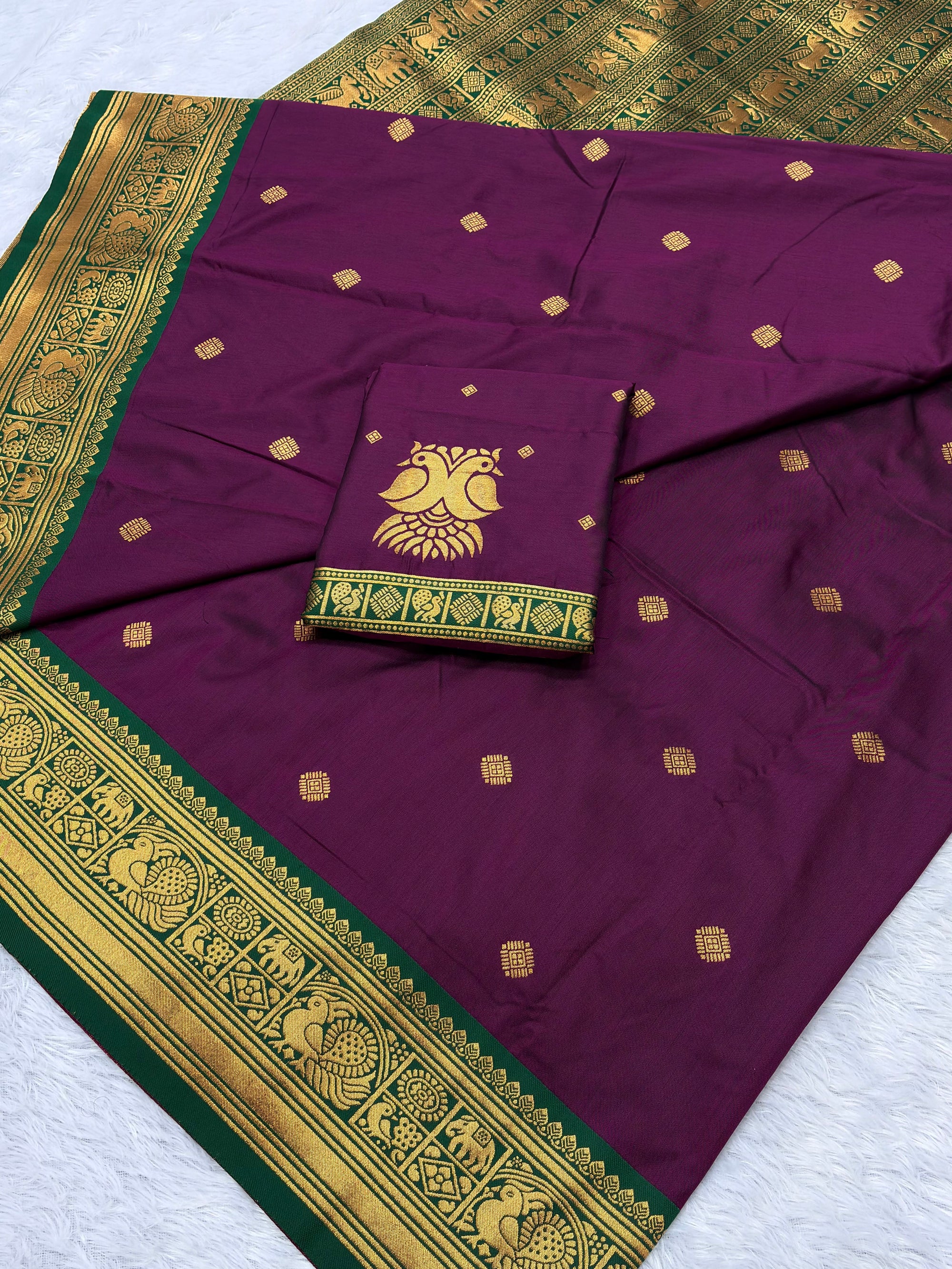 Wine Soft Kanjivaram Silk Zari Woven Traditional Saree