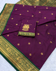 Wine Soft Kanjivaram Silk Zari Woven Traditional Saree