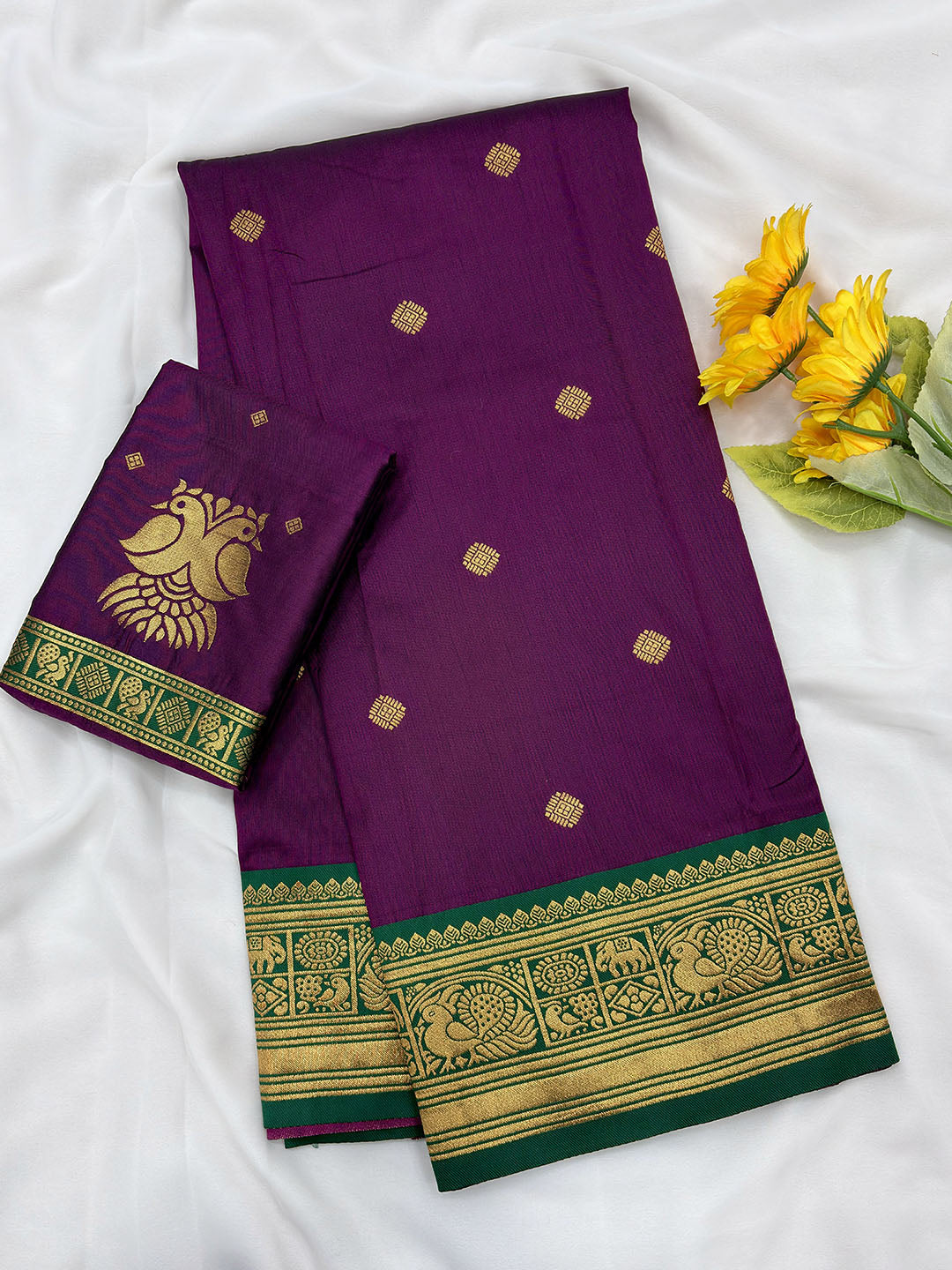 Wine Soft Kanjivaram Silk Zari Woven Traditional Saree