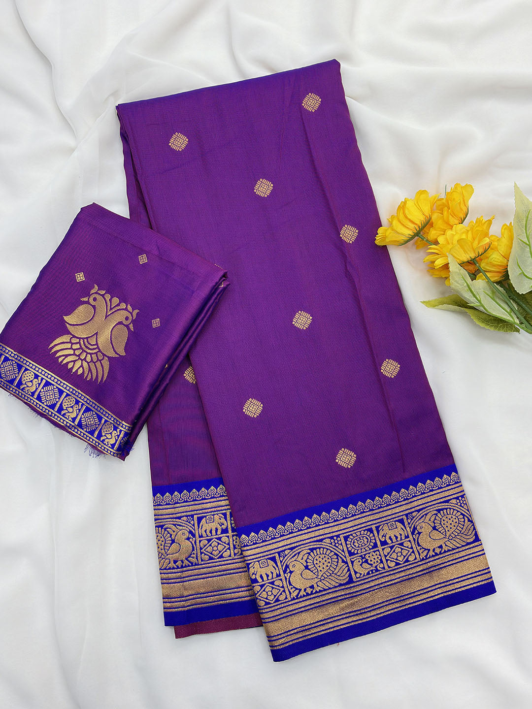 Purple Soft Kanjivaram Silk Zari Woven Traditional Saree