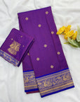 Purple Soft Kanjivaram Silk Zari Woven Traditional Saree
