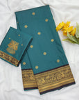 Rama Blue Soft Kanjivaram Silk Zari Woven Traditional Saree