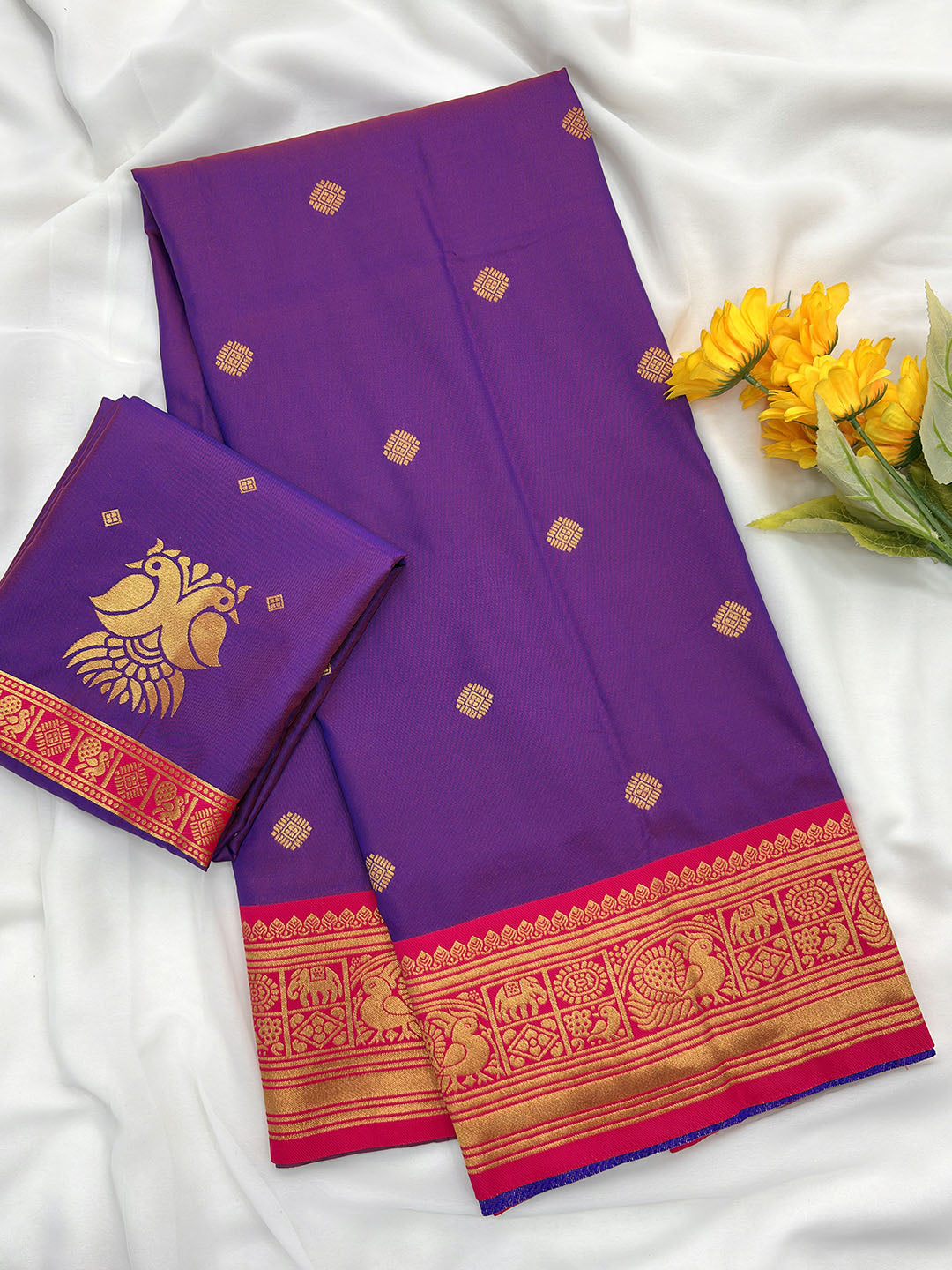 Purple (Red Tone) Soft Kanjivaram Silk Zari Woven Traditional Saree