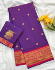 Purple (Red Tone) Soft Kanjivaram Silk Zari Woven Traditional Saree