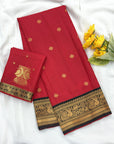 Red Soft Kanjivaram Silk Zari Woven Traditional Saree