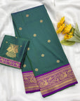 Peacock Blue Soft Kanjivaram Silk Zari Woven Traditional Saree