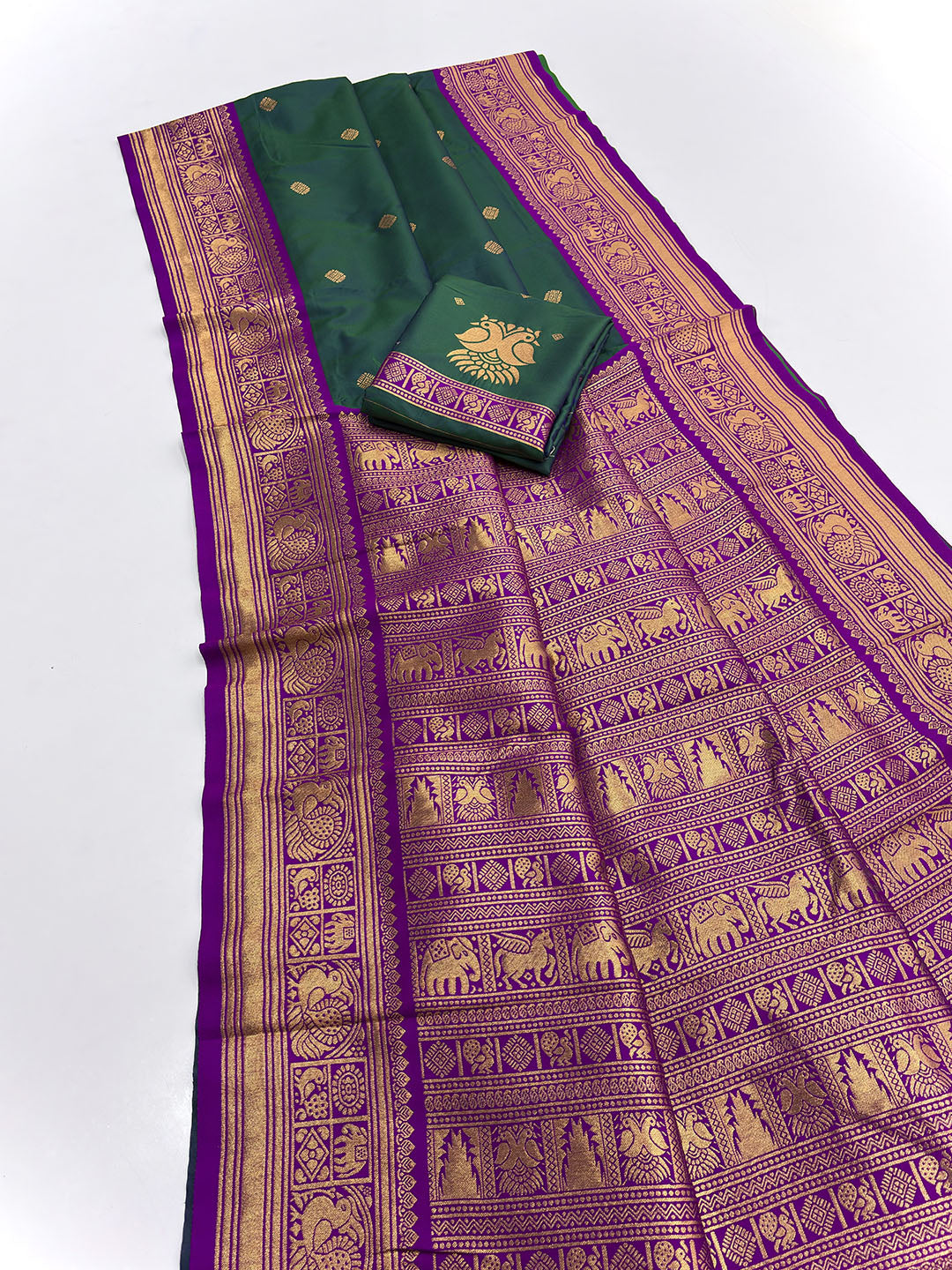 Peacock Blue Soft Kanjivaram Silk Zari Woven Traditional Saree