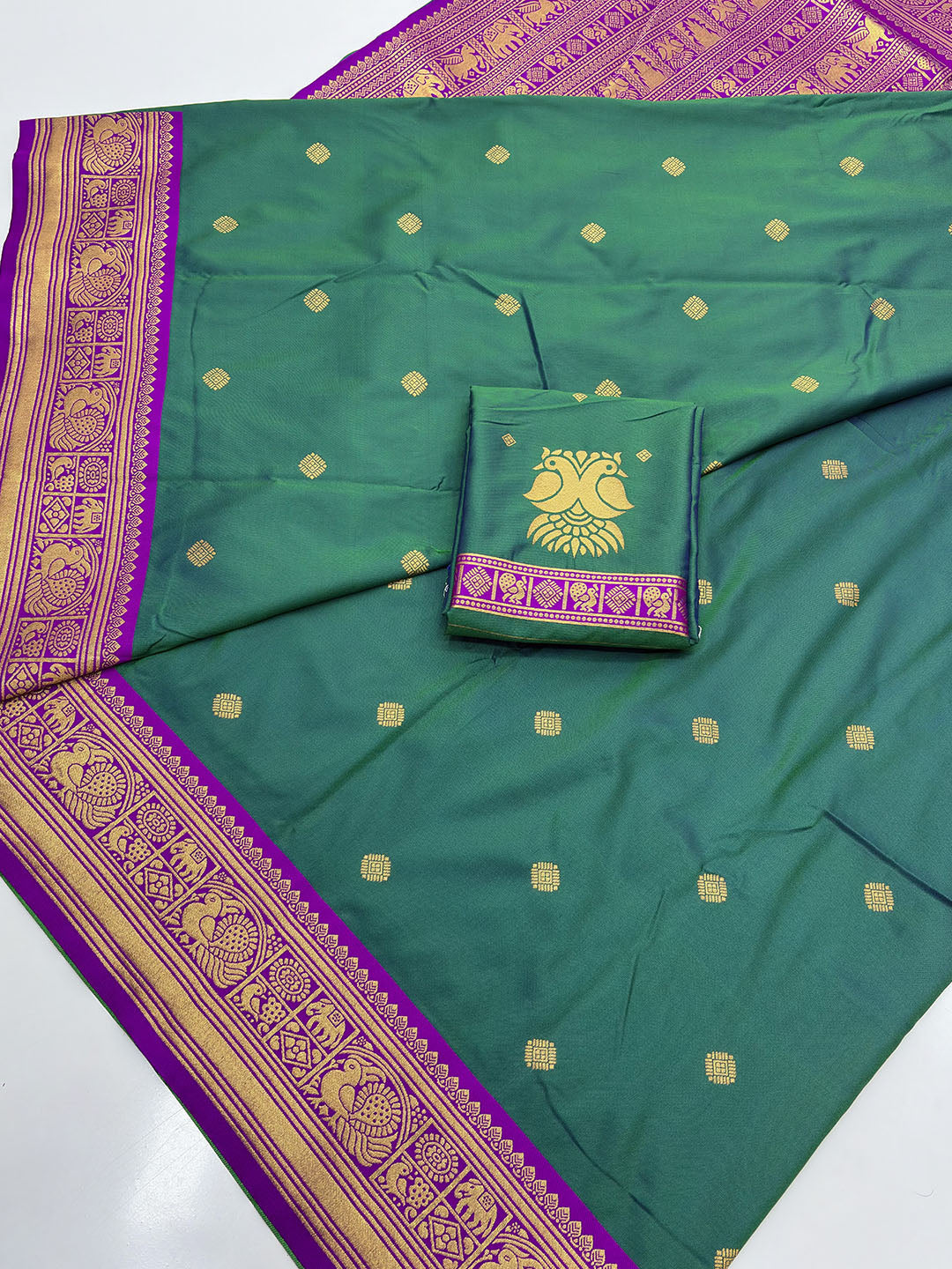 Peacock Blue Soft Kanjivaram Silk Zari Woven Traditional Saree