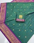 Peacock Blue Soft Kanjivaram Silk Zari Woven Traditional Saree