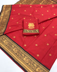 Red Soft Kanjivaram Silk Zari Woven Traditional Saree