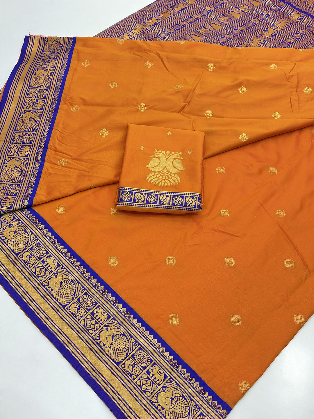 Orange Soft Kanjivaram Silk Zari Woven Traditional Saree