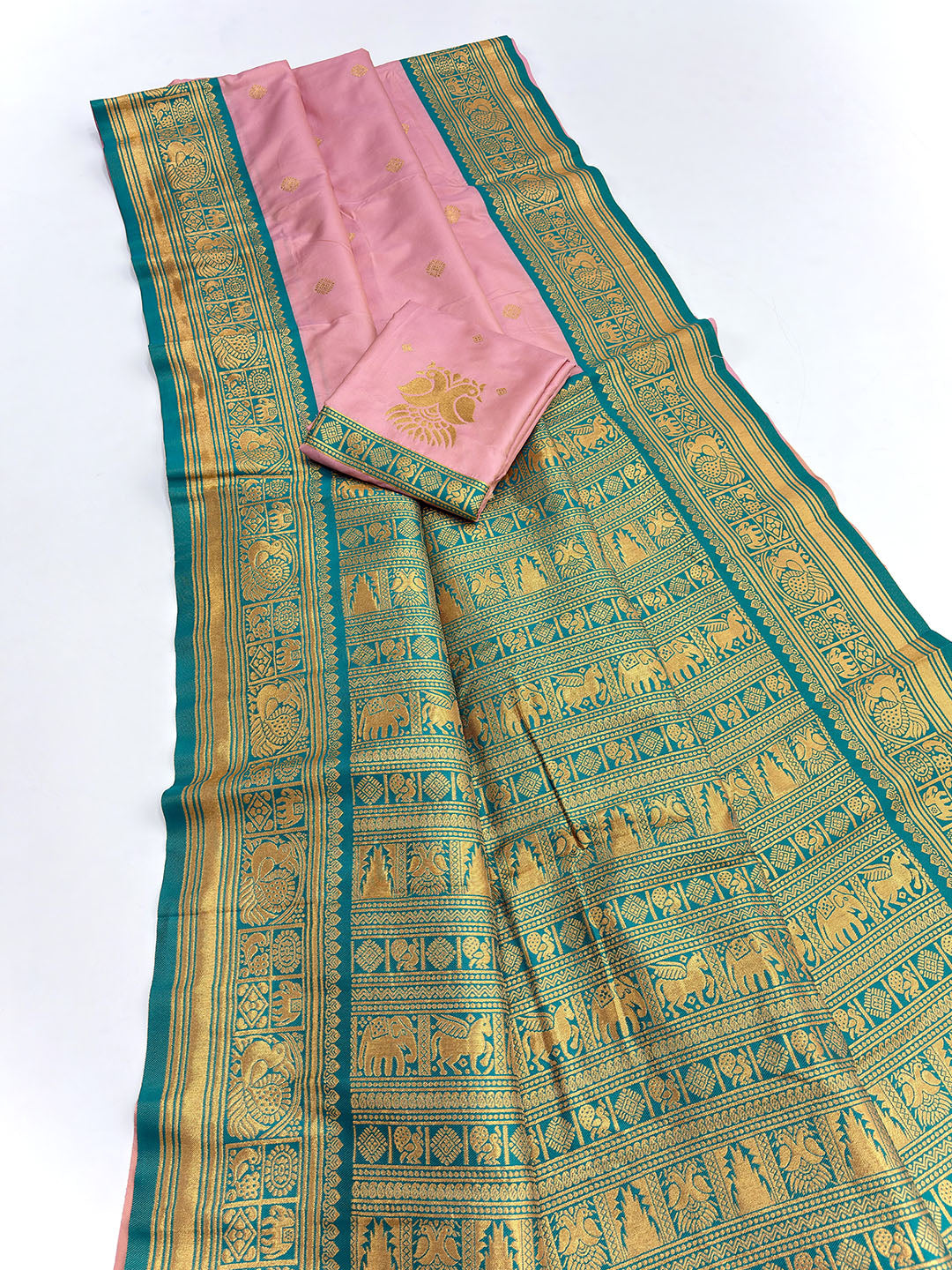 Light Pink Soft Kanjivaram Silk Zari Woven Traditional Saree