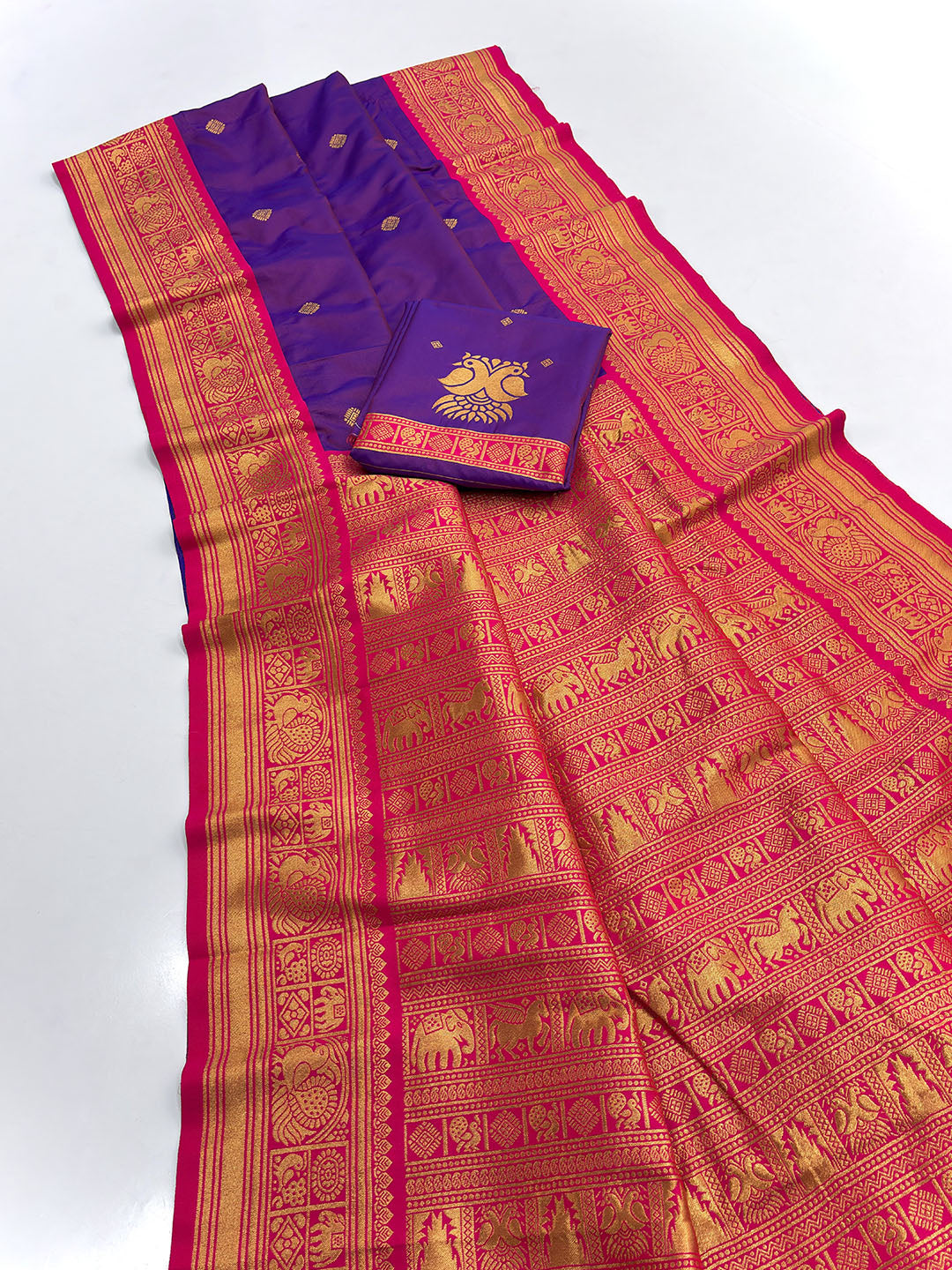 Purple (Red Tone) Soft Kanjivaram Silk Zari Woven Traditional Saree