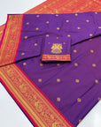 Purple (Red Tone) Soft Kanjivaram Silk Zari Woven Traditional Saree