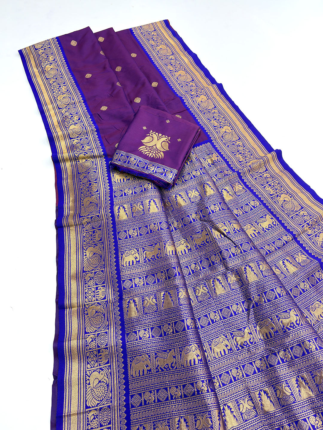 Purple Soft Kanjivaram Silk Zari Woven Traditional Saree