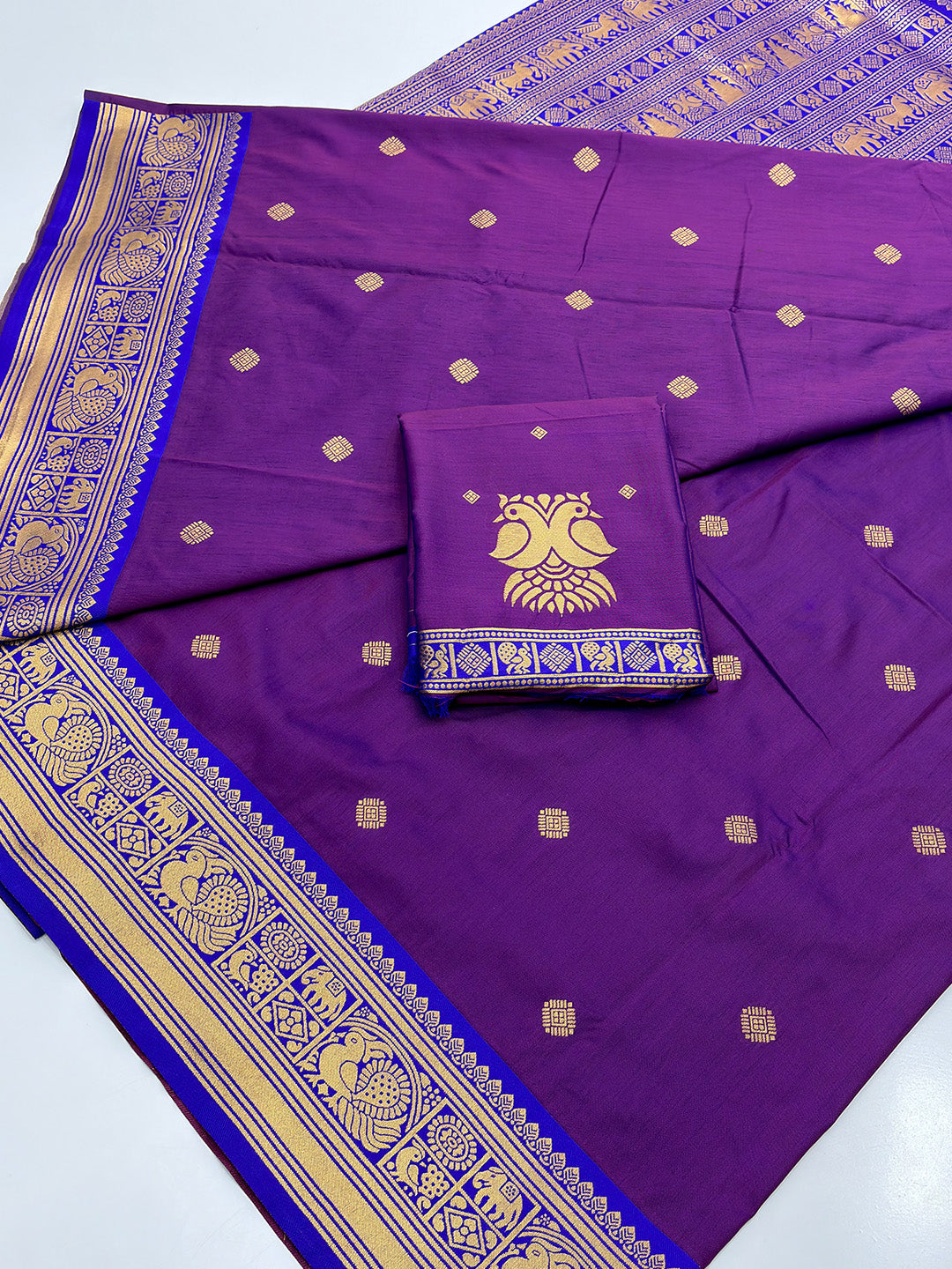 Purple Soft Kanjivaram Silk Zari Woven Traditional Saree