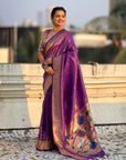 Purple Tissue Paithani Silk Zari Woven Brocade Saree