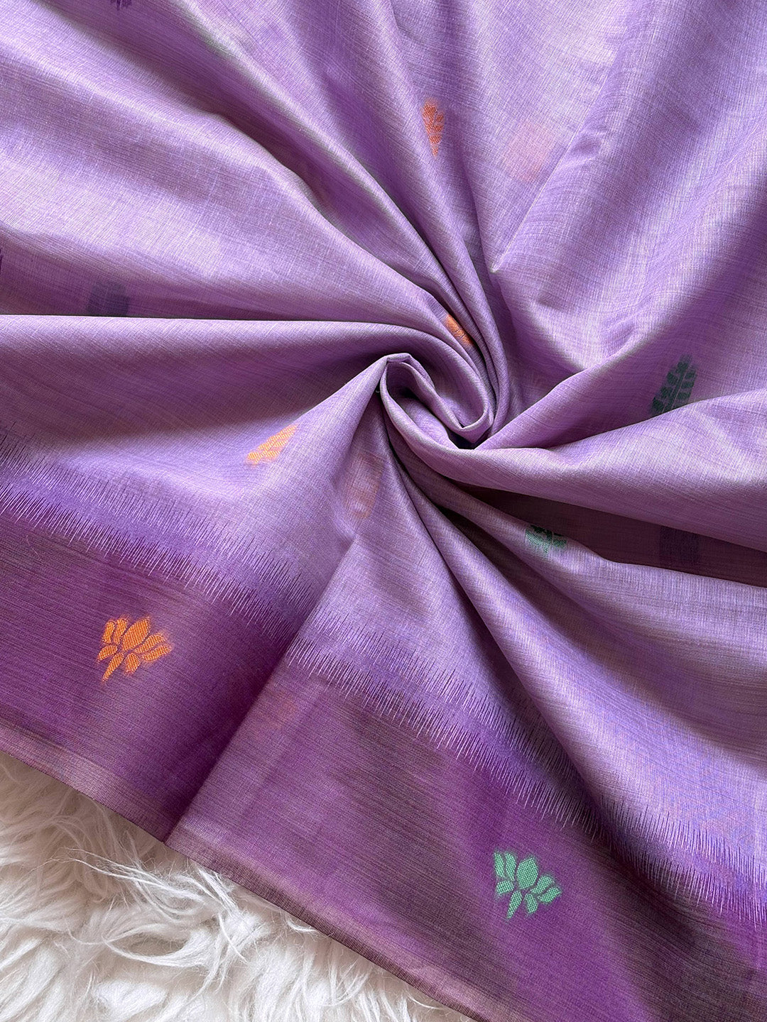 Lavender Premium Soft Ikkat Cotton with Pichwai Pattern Saree