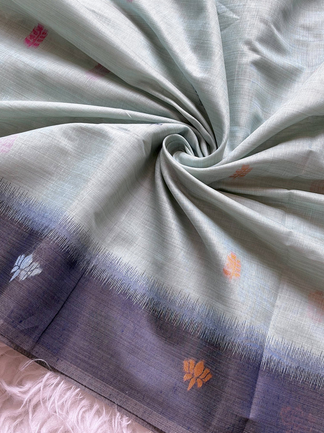 Sky Blue Premium Soft Ikkat Cotton with Pichwai Pattern Saree