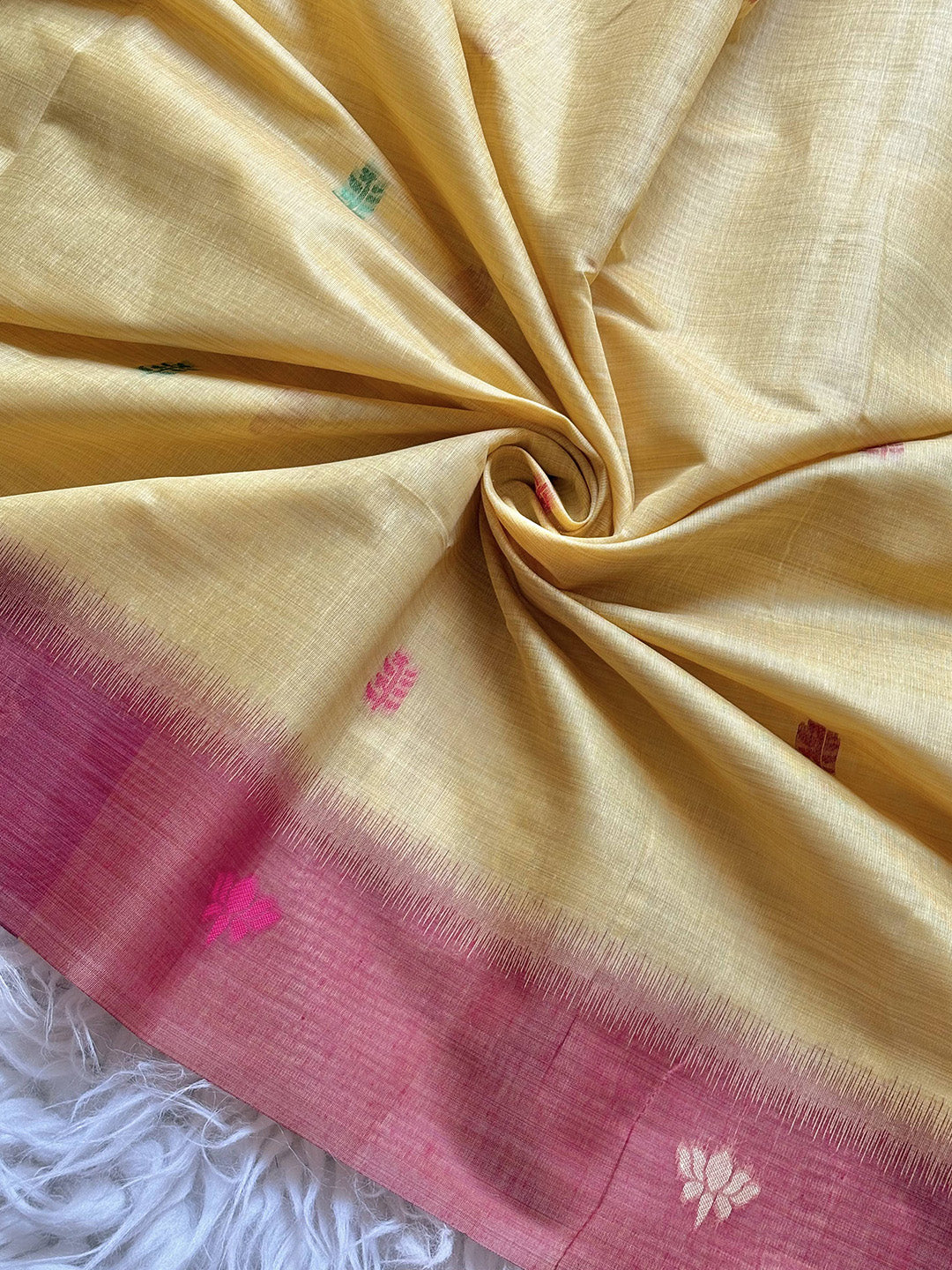 Yellow Premium Soft Ikkat Cotton with Pichwai Pattern Saree