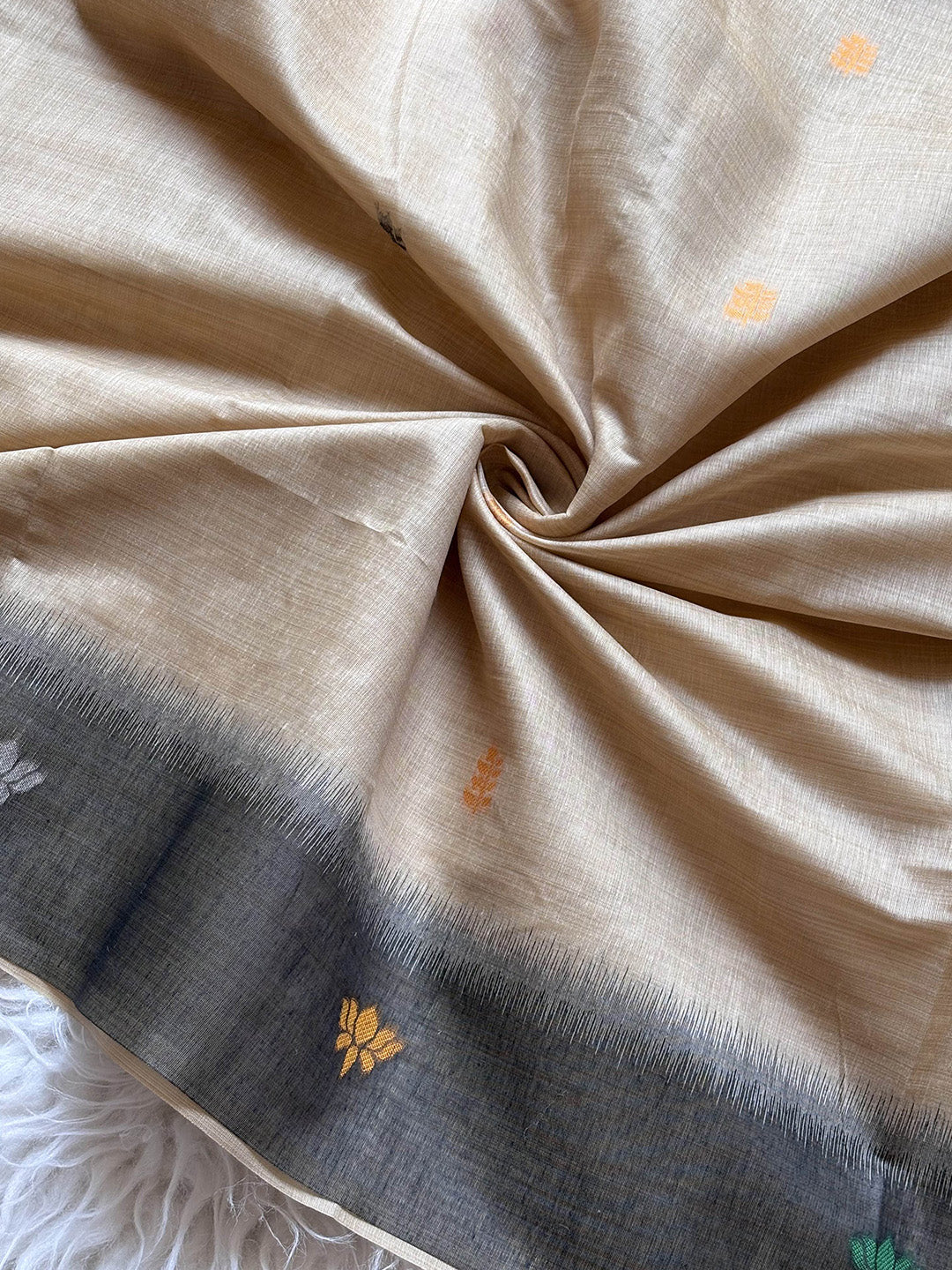 Chickoo Premium Soft Ikkat Cotton with Pichwai Pattern Saree