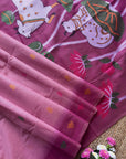 Pink Premium Soft Ikkat Cotton with Pichwai Pattern Saree