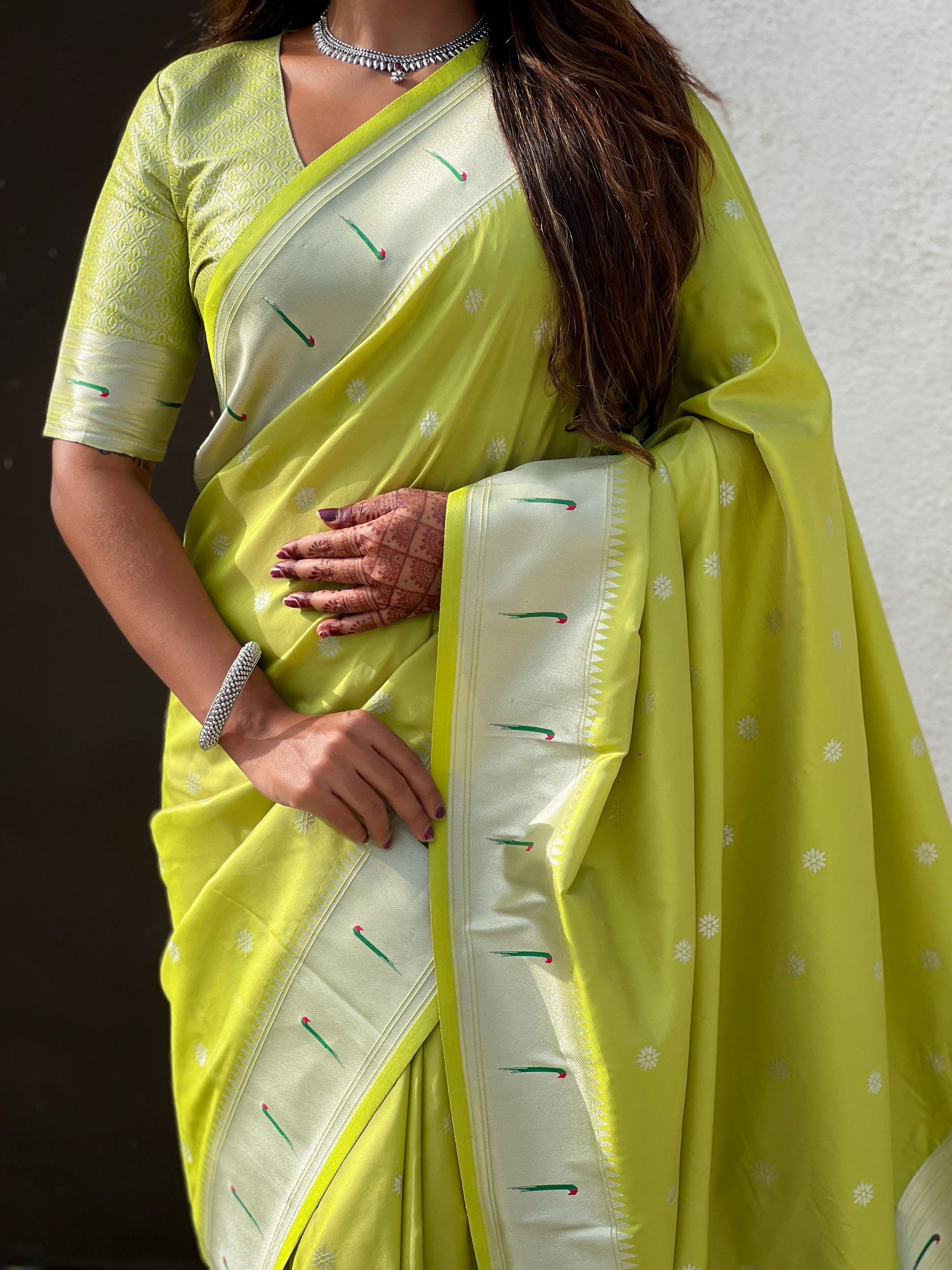 Green Paithani Silk Zari Woven Saree with Lotus Peacock Pallu
