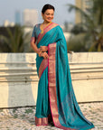 Sky Blue Soft Patola Silk Saree with Bandhani Weaves Saree