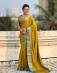 Mehendi Green Soft Patola Silk Saree with Bandhani Weaves Saree