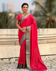 Rani Pink Soft Patola Silk Saree with Bandhani Weaves Saree