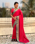 Rani Pink Soft Patola Silk Saree with Bandhani Weaves Saree