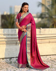 Magenta Soft Patola Silk Saree with Bandhani Weaves Saree