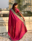 Magenta Soft Patola Silk Saree with Bandhani Weaves Saree