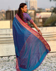 Rama Blue Soft Patola Silk Saree with Bandhani Weaves Saree