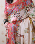 Cream Tussar Silk Traditional Kalamkari Printed Saree