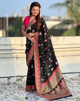 Black Traditional Dance Pattern Premium Position Printed Viscose Silk Saree