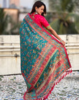 Rama Blue Premium Viscose Silk Zari Woven Positon Printed Saree