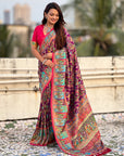 Purple Premium Viscose Silk Zari Woven Positon Printed Saree