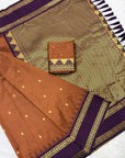 Rust Soft Ikkat Silk Zari Woven Saree with Rudraksham Concept Saree