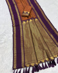Rust Soft Ikkat Silk Zari Woven Saree with Rudraksham Concept Saree