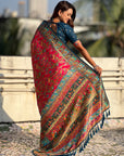 Rani Pink Premium Viscose Silk Zari Woven Positon Printed Saree