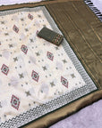 Bottle Green Premium Soft Ikkat Pochampally Patola Silk Saree