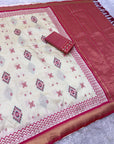 Rani Pink Premium Soft Ikkat Pochampally Patola Silk Saree