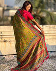 Mehendi Green Premium Viscose Silk Zari Woven Positon Printed Saree