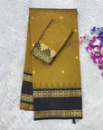 Gold Soft Ikkat Silk Zari Woven Saree with Rudraksham Concept Saree